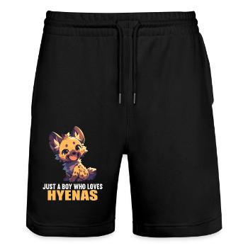 Hyena Hyena - Stanley/Stella Trainer Unisex Organic Jogging Shorts - black - Front - Nik (191cm) & Marisol (170cm)