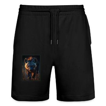 Hyena Hyena - Stanley/Stella Trainer Unisex Organic Jogging Shorts - black - Front - Nik (191cm) & Marisol (170cm)