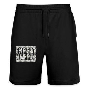 Expert Napper Statement für Ruhige Momente - Stanley/Stella Unisex Bio Joggingshorts Trainer  - Schwarz - Vorne - Nik (191cm) & Marisol (170cm)