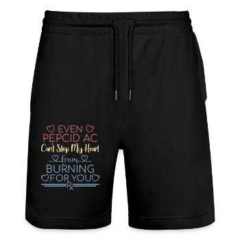 Apotheke Valentinstag Can't stop my Heart - Stanley/Stella Unisex Bio Joggingshorts Trainer  - Schwarz - Vorne - Nik (191cm) & Marisol (170cm)