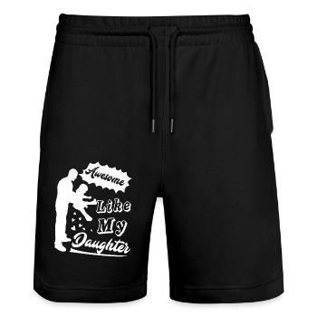 Daughter Awesome Like My Daughter Father's Day - Stanley/Stella Trainer Unisex Organic Jogging Shorts - black - Front - Nik (191cm) & Marisol (170cm)