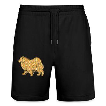Samoyed Geometric - Stanley/Stella Trainer Unisex Organic Jogging Shorts - black - Front - Nik (191cm) & Marisol (170cm)
