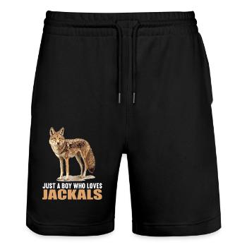 Schakale Schakal - Stanley/Stella Unisex Bio Joggingshorts Trainer  - Schwarz - Vorne - Nik (191cm) & Marisol (170cm)