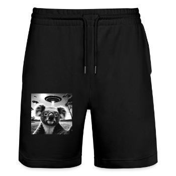 Koala kaola Funny Graphic Selfie with UFOs Weird A - Stanley/Stella Trainer Unisex Organic Jogging Shorts - black - Front - Nik (191cm) & Marisol (170cm)
