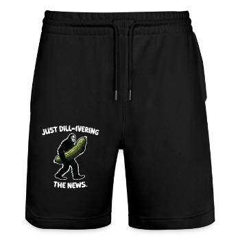 Just dill-ivering the news. Pickle Bigfoot Sasquat - Stanley/Stella Trainer Unisex Organic Jogging Shorts - black - Front - Nik (191cm) & Marisol (170cm)