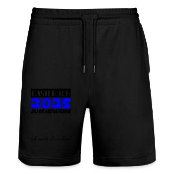 Jugendweihe 2025 Gästebuch Geschenk Mädchen Jungen - Stanley/Stella Unisex Bio Joggingshorts Trainer  - Schwarz - Vorne - Nik (191cm) & Marisol (170cm)