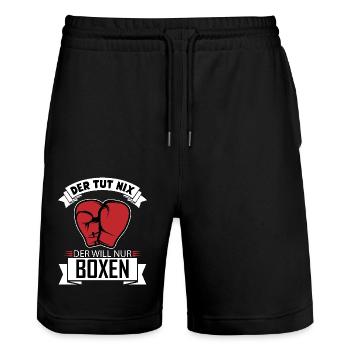 He doesn't do anything, he just wants boxing, funny gift - Stanley/Stella Trainer Unisex Organic Jogging Shorts - black - Front - Nik (191cm) & Marisol (170cm)