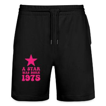 Ein Stern Wurde 1975 Geboren Geburtstag - Stanley/Stella Unisex Bio Joggingshorts Trainer  - Schwarz - Vorne - Nik (191cm) & Marisol (170cm)