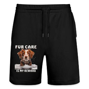 LE CHIEN POUR LES SOINS EST MA RÉCOMPENSE - Short de jogging bio TRAINER Stanley/Stella unisexe - noir - Devant - Nik (191cm) & Marisol (170cm)