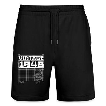 Samurai Legacy Since 1948 - 77. Geburtstag Drache - Stanley/Stella Unisex Bio Joggingshorts Trainer  - Schwarz - Vorne - Nik (191cm) & Marisol (170cm)