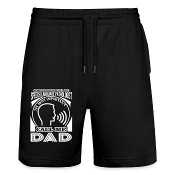 Speech Language Pathologist Dad - Stanley/Stella Trainer Unisex Organic Jogging Shorts - black - Front - Nik (191cm) & Marisol (170cm)