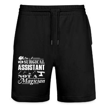 Surgical Assistant Is Not A Magician - Stanley/Stella Trainer Unisex Organic Jogging Shorts - black - Front - Nik (191cm) & Marisol (170cm)