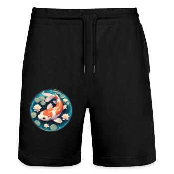 Koi Koi Carp - Stanley/Stella Trainer Unisex Organic Jogging Shorts - black - Front - Nik (191cm) & Marisol (170cm)