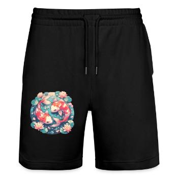 Koi Koi Carp - Stanley/Stella Trainer Unisex Organic Jogging Shorts - black - Front - Nik (191cm) & Marisol (170cm)