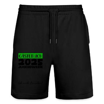 Jugendweihe 2025 Gästebuch Geschenk Mädchen Jungen - Stanley/Stella Unisex Bio Joggingshorts Trainer  - Schwarz - Vorne - Nik (191cm) & Marisol (170cm)