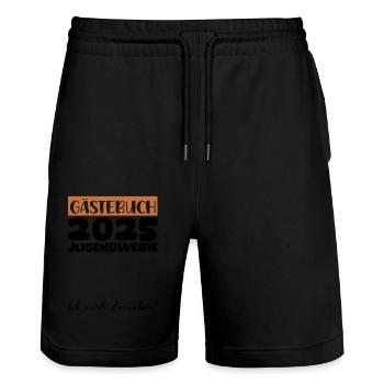 Jugendweihe 2025 Livre d’or Cadeau Filles Garçons - Short de jogging bio TRAINER Stanley/Stella unisexe - noir - Devant - Nik (191cm) & Marisol (170cm)