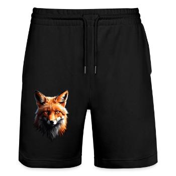 Lustiges Fuchs Fox Kunst Tier Natur Wildtier Tiere - Stanley/Stella Unisex Bio Joggingshorts Trainer  - Schwarz - Vorne - Nik (191cm) & Marisol (170cm)