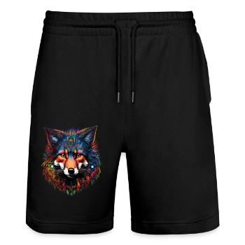 Drôle Renard Renard Art Animal Nature Animaux Animaux Sauvages - Short de jogging bio TRAINER Stanley/Stella unisexe - noir - Devant - Nik (191cm) & Marisol (170cm)