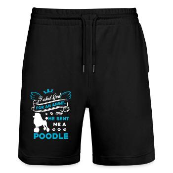 Poodle God Sent Me My Poodle - Stanley/Stella Trainer Unisex Organic Jogging Shorts - black - Front - Nik (191cm) & Marisol (170cm)