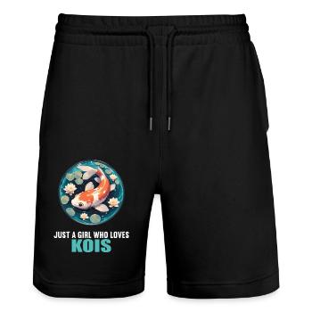 Koi Koi Carpe - Short de jogging bio TRAINER Stanley/Stella unisexe - noir - Devant - Nik (191cm) & Marisol (170cm)