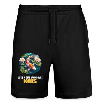 Koi Koi Carpe - Short de jogging bio TRAINER Stanley/Stella unisexe - noir - Devant - Nik (191cm) & Marisol (170cm)