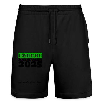 Jugendweihe 2025 Livre d’or Cadeau Filles Garçons - Short de jogging bio TRAINER Stanley/Stella unisexe - noir - Devant - Nik (191cm) & Marisol (170cm)