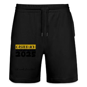 Jugendweihe 2025 Livre d’or Cadeau Filles Garçons - Short de jogging bio TRAINER Stanley/Stella unisexe - noir - Devant - Nik (191cm) & Marisol (170cm)
