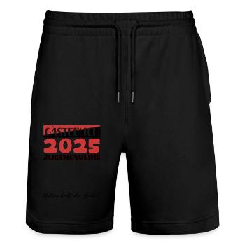 Jugendweihe 2025 Gästebuch Geschenk Mädchen Jungen - Stanley/Stella Unisex Bio Joggingshorts Trainer  - Schwarz - Vorne - Nik (191cm) & Marisol (170cm)