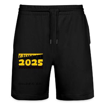 Jugendweihe 2025 Livre d’or Cadeau Filles Garçons - Short de jogging bio TRAINER Stanley/Stella unisexe - noir - Devant - Nik (191cm) & Marisol (170cm)