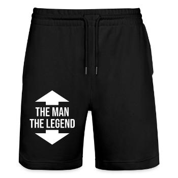 The Man the Legend funny design funny - Stanley/Stella Trainer Unisex Organic Jogging Shorts - black - Front - Nik (191cm) & Marisol (170cm)
