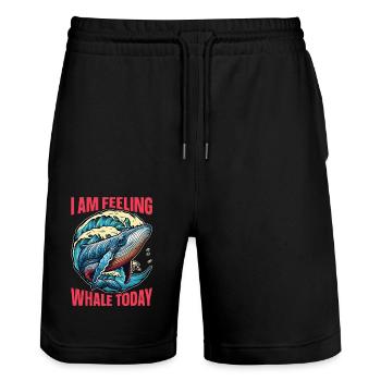 Whale Watching I Am Feeling Whale Marine Biologist - Stanley/Stella Unisex Bio Joggingshorts Trainer  - Schwarz - Vorne - Nik (191cm) & Marisol (170cm)