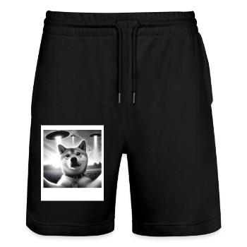 Shiba Inu Chien Papa Maman Drôle Graphique Selfie OVNI Nous - Short de jogging bio TRAINER Stanley/Stella unisexe - noir - Devant - Nik (191cm) & Marisol (170cm)