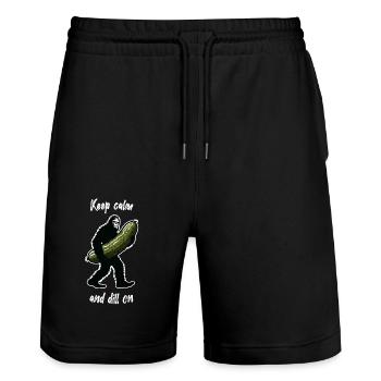 Bleiben Sie ruhig und machen Sie weiter. Pickle Dill Bigfoot Sasquat - Stanley/Stella Unisex Bio Joggingshorts Trainer  - Schwarz - Vorne - Nik (191cm) & Marisol (170cm)