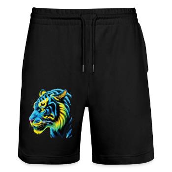 Funny Tiger Art Animal Nature Wildlife Animals Zoo - Stanley/Stella Trainer Unisex Organic Jogging Shorts - black - Front - Nik (191cm) & Marisol (170cm)