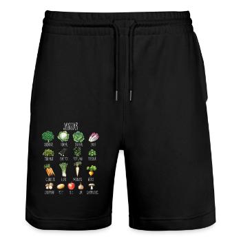 January Seasonal Fruits and Vegetables Collage - Stanley/Stella Trainer Unisex Organic Jogging Shorts - black - Front - Nik (191cm) & Marisol (170cm)