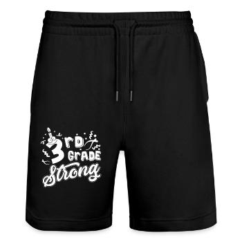 3rd Grade Teacher 3rd Grade Strong - Stanley/Stella Trainer Unisex Organic Jogging Shorts - black - Front - Nik (191cm) & Marisol (170cm)