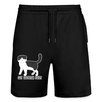 Got Scottish Fold Cat - Stanley/Stella Trainer Unisex Organic Jogging Shorts - black - Front - Nik (191cm) & Marisol (170cm)