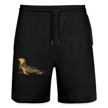 Sea Lion Geometric - Stanley/Stella Trainer Unisex Organic Jogging Shorts - black - Front - Nik (191cm) & Marisol (170cm)