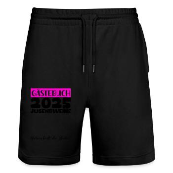 Jugendweihe 2025 Livre d’or Cadeau Filles Garçons - Short de jogging bio TRAINER Stanley/Stella unisexe - noir - Devant - Nik (191cm) & Marisol (170cm)