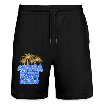 Tourisme Aruba - Short de jogging bio TRAINER Stanley/Stella unisexe - noir - Devant - Nik (191cm) & Marisol (170cm)