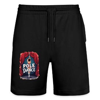 Pole Dance Pole Tänzerin Stangentanz - Stanley/Stella Unisex Bio Joggingshorts Trainer  - Schwarz - Vorne - Nik (191cm) & Marisol (170cm)