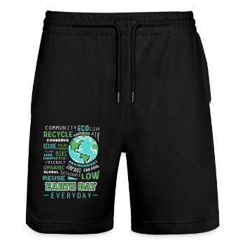 Earth Day Everyday - Stanley/Stella Trainer Unisex Organic Jogging Shorts - black - Front - Nik (191cm) & Marisol (170cm)