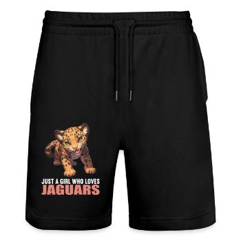 Jaguars Jaguar - Short de jogging bio TRAINER Stanley/Stella unisexe - noir - Devant - Nik (191cm) & Marisol (170cm)