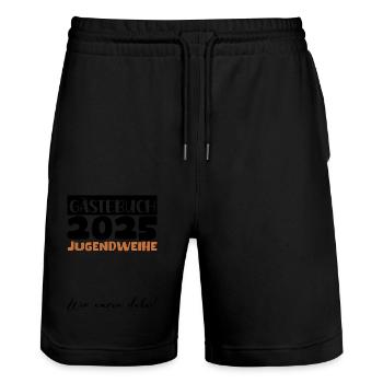 Jugendweihe 2025 Livre d’or Cadeau Filles Garçons - Short de jogging bio TRAINER Stanley/Stella unisexe - noir - Devant - Nik (191cm) & Marisol (170cm)