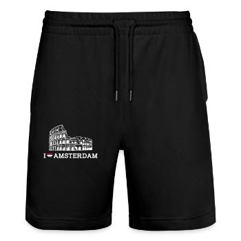 J’aime les Pays-Bas Amsterdam Heart Flag Colisée - Short de jogging bio TRAINER Stanley/Stella unisexe - noir - Devant - Nik (191cm) & Marisol (170cm)