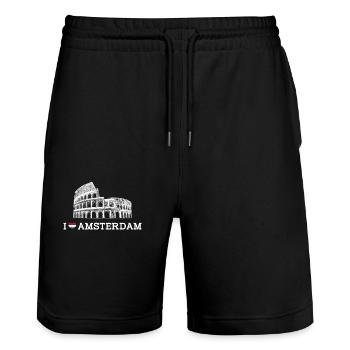 I Love Colosseum Amsterdam Cooler Liebhaber der Niederlande - Stanley/Stella Unisex Bio Joggingshorts Trainer  - Schwarz - Vorne - Nik (191cm) & Marisol (170cm)