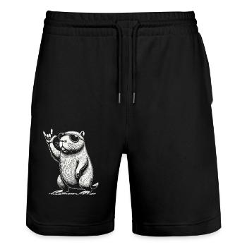 Rock Music Heavy Metal Festival Capybara - Stanley/Stella Trainer Unisex Organic Jogging Shorts - black - Front - Nik (191cm) & Marisol (170cm)