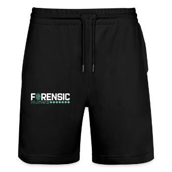 Forensic Nurse Forensic Criminalistics Scientist - Stanley/Stella Trainer Unisex Organic Jogging Shorts - black - Front - Nik (191cm) & Marisol (170cm)