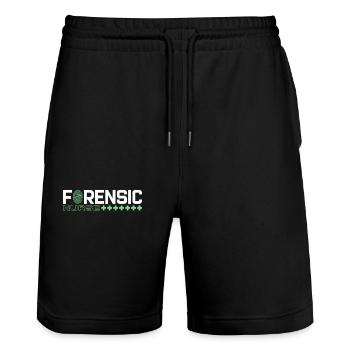 Forensic Nurse Forensic Criminalistics Scientist - Stanley/Stella Trainer Unisex Organic Jogging Shorts - black - Front - Nik (191cm) & Marisol (170cm)