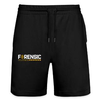 Forensic Nurse Forensic Criminalistics Scientist - Stanley/Stella Trainer Unisex Organic Jogging Shorts - black - Front - Nik (191cm) & Marisol (170cm)